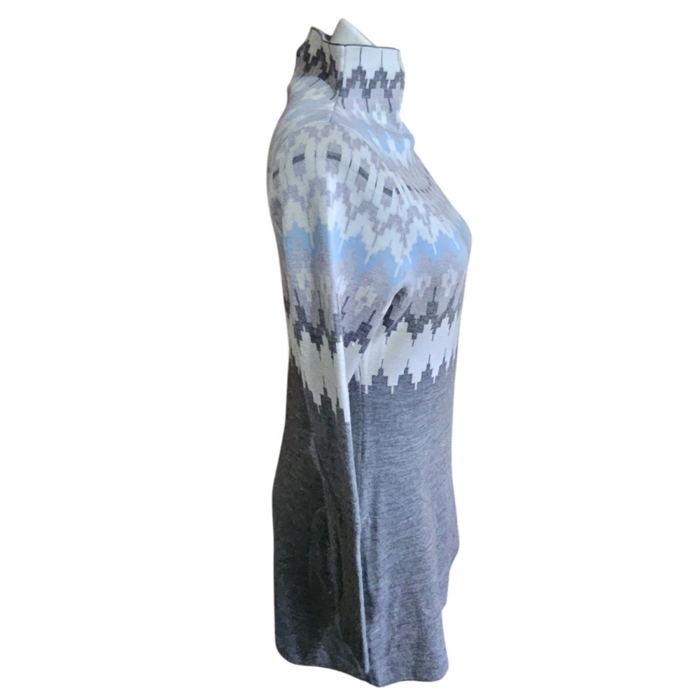 Icelandic Design Merino Wool Mock Neck Sweater dress Gray & Blue Size S - Picture 2 of 11